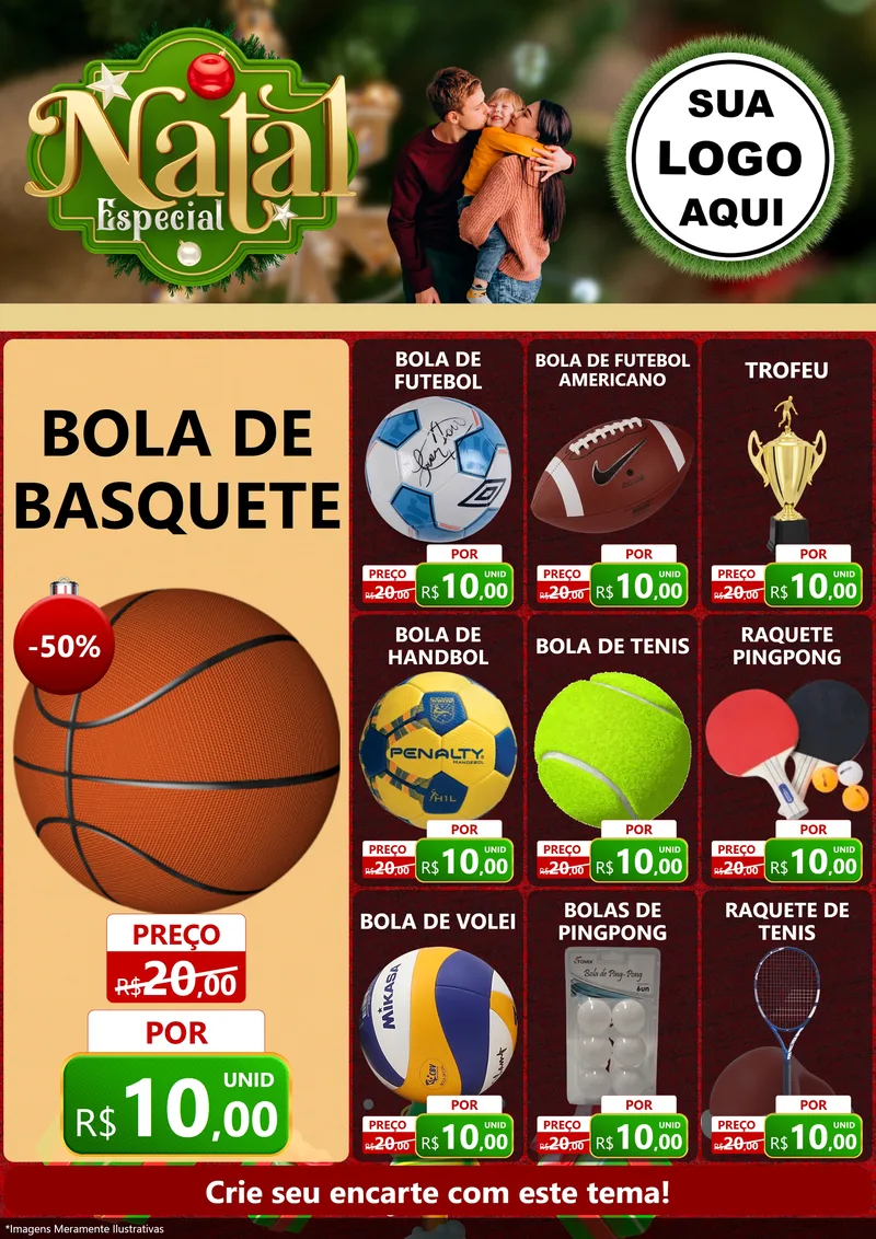 Modelo de Encarte para Encarte A4 Vertical com o tema Natal Especial para Artigos Esportivos