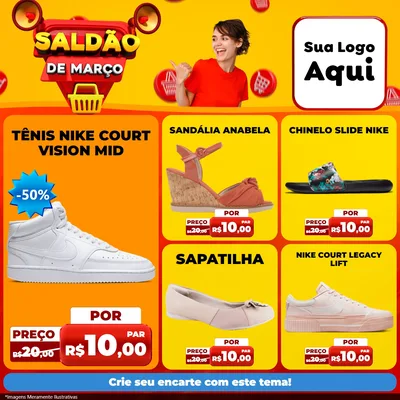 Modelo de Rede Social para Feed Facebook com o tema Saldão de Março para Calçados
