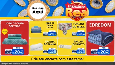Modelo de TV para TV Horizontal com o tema Sabadão do Real para Cama, Mesa e Banho