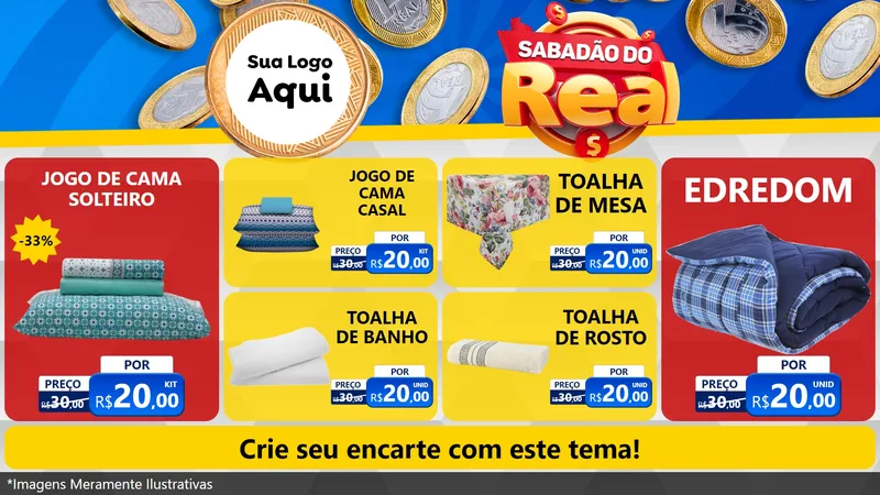 Modelo de TV para TV Horizontal com o tema Sabadão do Real para Cama, Mesa e Banho
