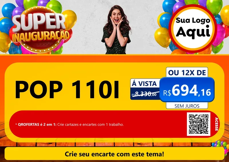 Modelo de Cartaz para Cartaz A4 Horizontal com o tema Super Inauguração para Concessionaria de Motos