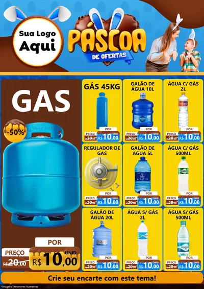 Modelo de Encarte para Encarte A4 Vertical com o tema Páscoa de Ofertas para Água e gás