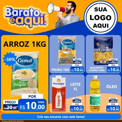 Modelo de Rede Social para Feed Facebook com o tema Barato é aqui para Supermercado