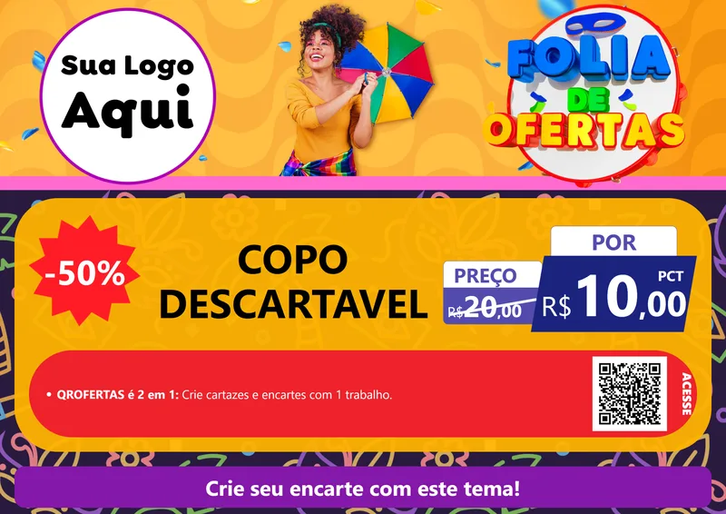 Modelo de Cartaz para Cartaz A4 Horizontal com o tema Folia de Ofertas para Embalagens