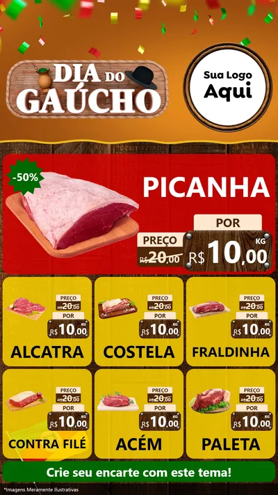 Modelo de Rede Social para Stories com o tema Dia do Gaúcho para Açougue