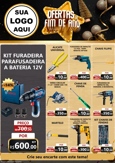 Modelo de Encarte para Encarte A4 Vertical com o tema Ofertas de Fim de Ano para Maquinas e Ferramentas