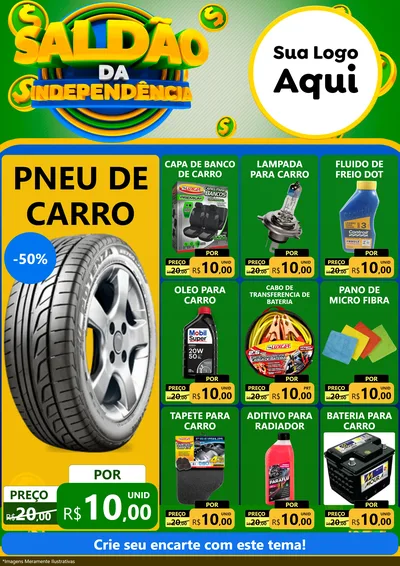 Modelo de Encarte para Encarte A4 Vertical com o tema Saldão da Indepêndencia para Auto peças