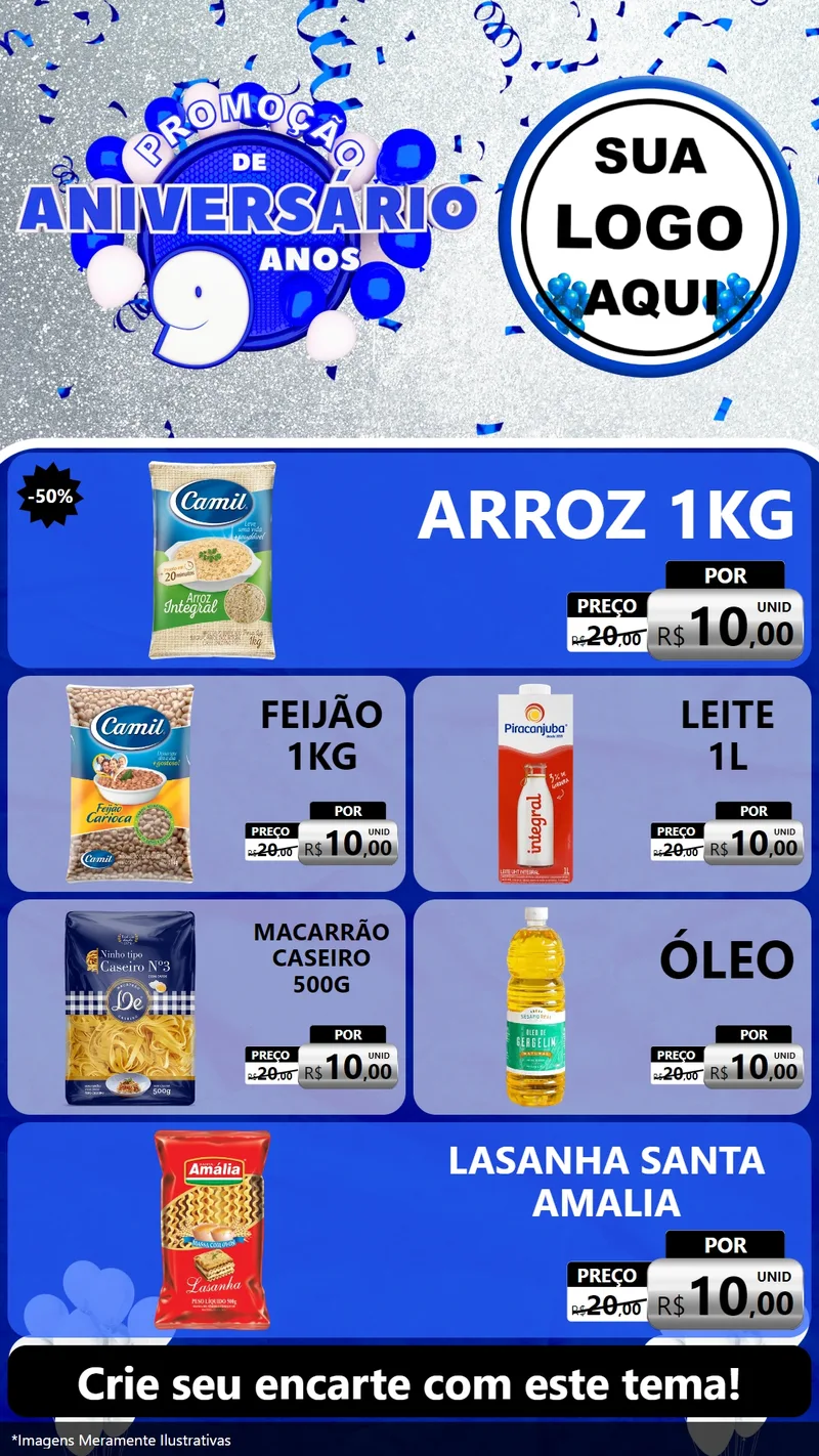 Modelo de TV para TV Vertical com o tema Promoção de Aniversário - 9 Anos para Supermercado