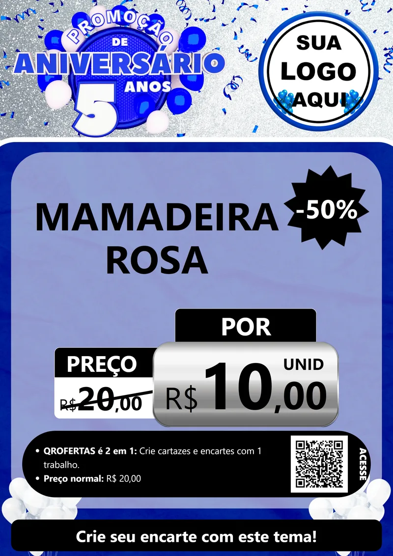 Modelo de Cartaz para Cartaz A4 Vertical com o tema Promoção de Aniversário - 5 Anos para Bebês