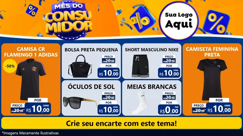 Modelo de TV para TV Horizontal com o tema Mês do Consumidor para Roupas e acessórios