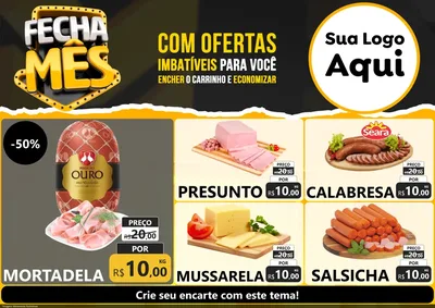 Modelo de Encarte para Encarte A4 Horizontal com o tema Fecha Mês para Frios e Laticínios