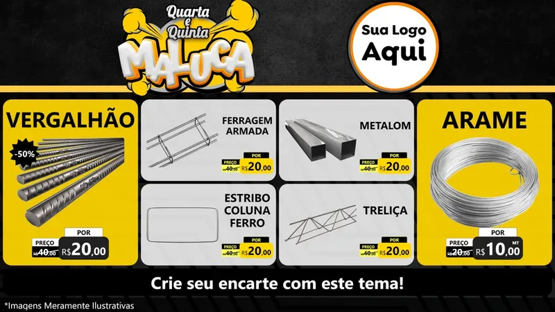 Modelo de TV para TV Horizontal com o tema Quarta e Quinta Maluca para Ferragens