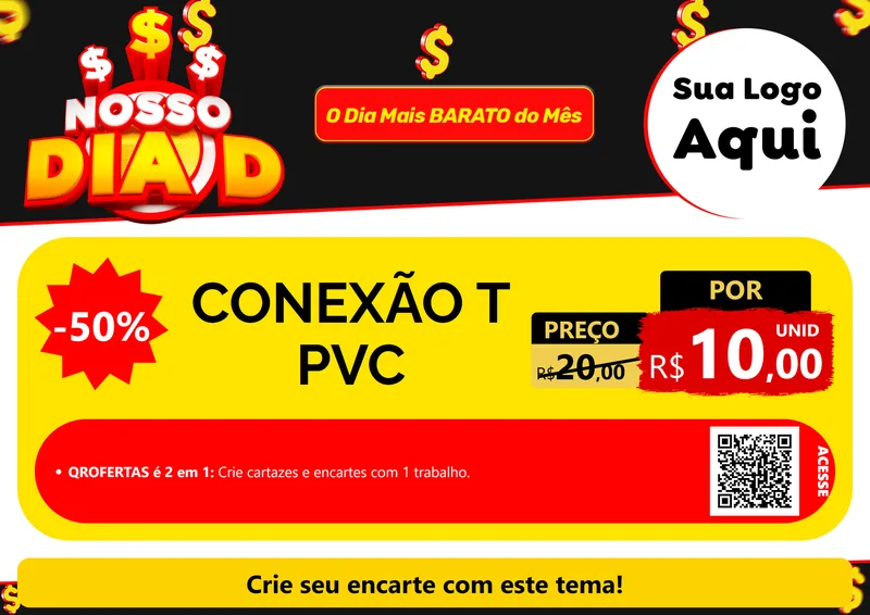 Modelo de Cartaz para Cartaz A4 Horizontal com o tema Nosso Dia D para Tubos e conexões