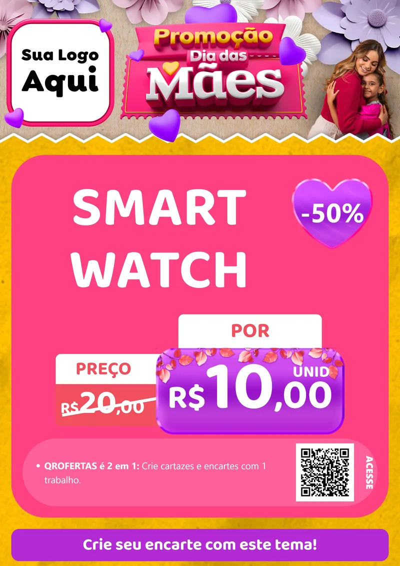 Modelo de Cartaz para Cartaz A4 Vertical com o tema Promoção Dia das Mães para Informática
