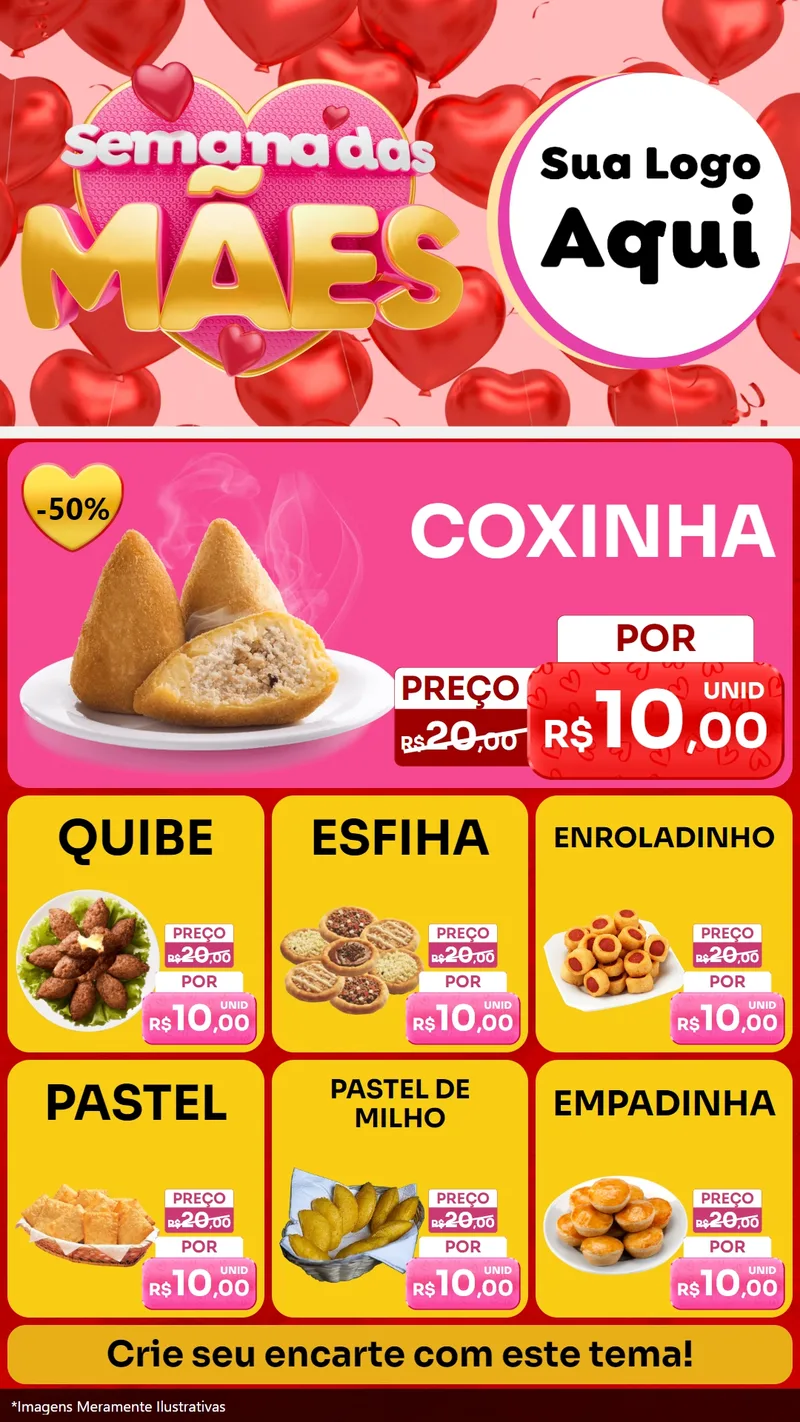 Modelo de Rede Social para Stories com o tema Semana Das Mães para Salgadaria