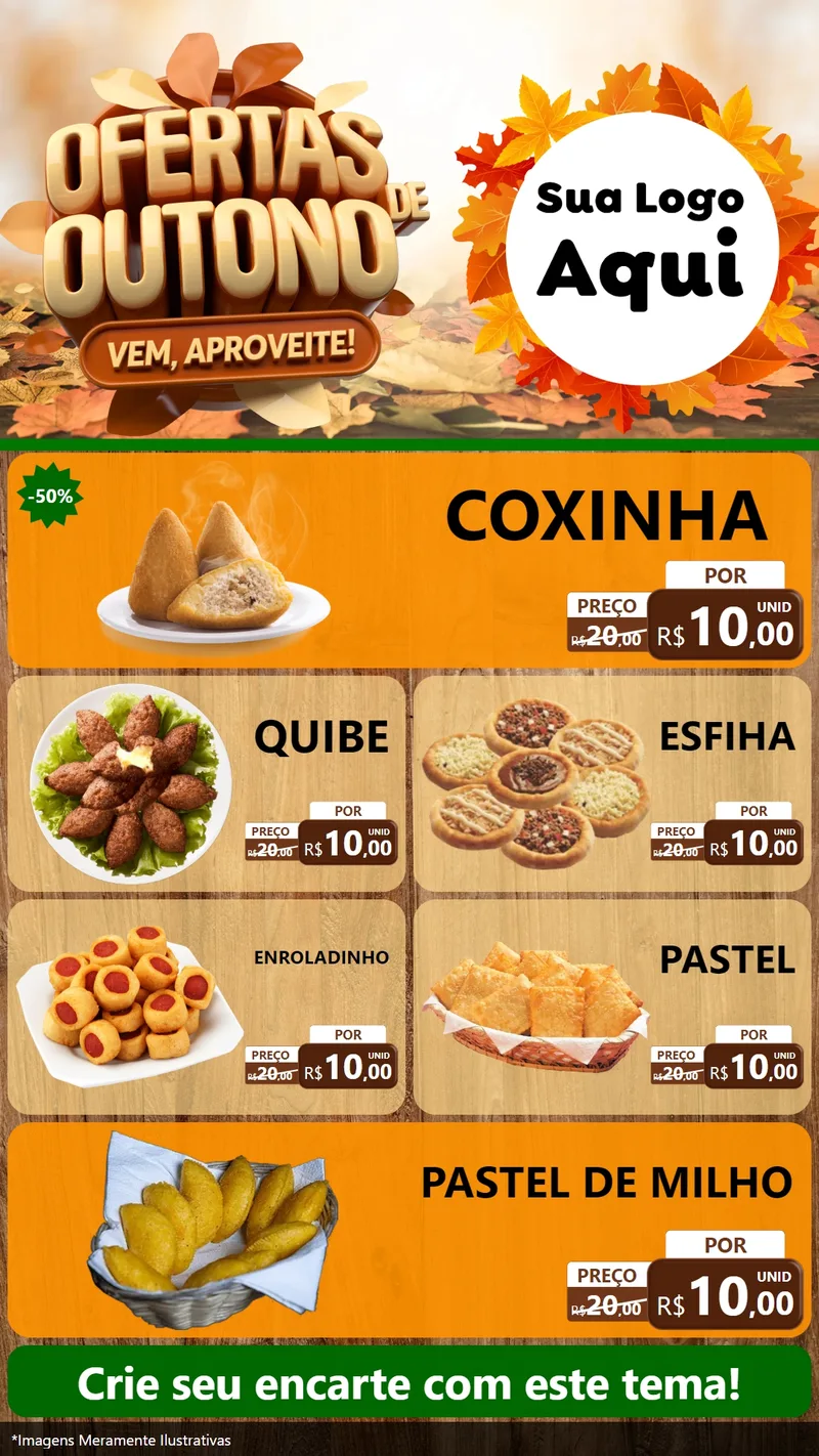 Modelo de TV para TV Vertical com o tema Ofertas de Outono - Vem, Aproveite! para Salgadaria