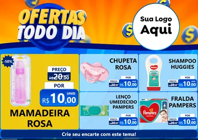 Modelo de Encarte para Encarte A4 Horizontal com o tema Ofertas Todo Dia para Bebês