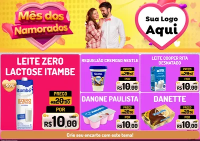 Modelo de Encarte para Encarte A4 Horizontal com o tema Mês dos Namorados para Frios e Laticínios