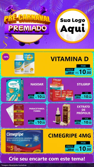 Modelo de TV para TV Vertical com o tema Pré-Carnaval Premiado para Farmácia