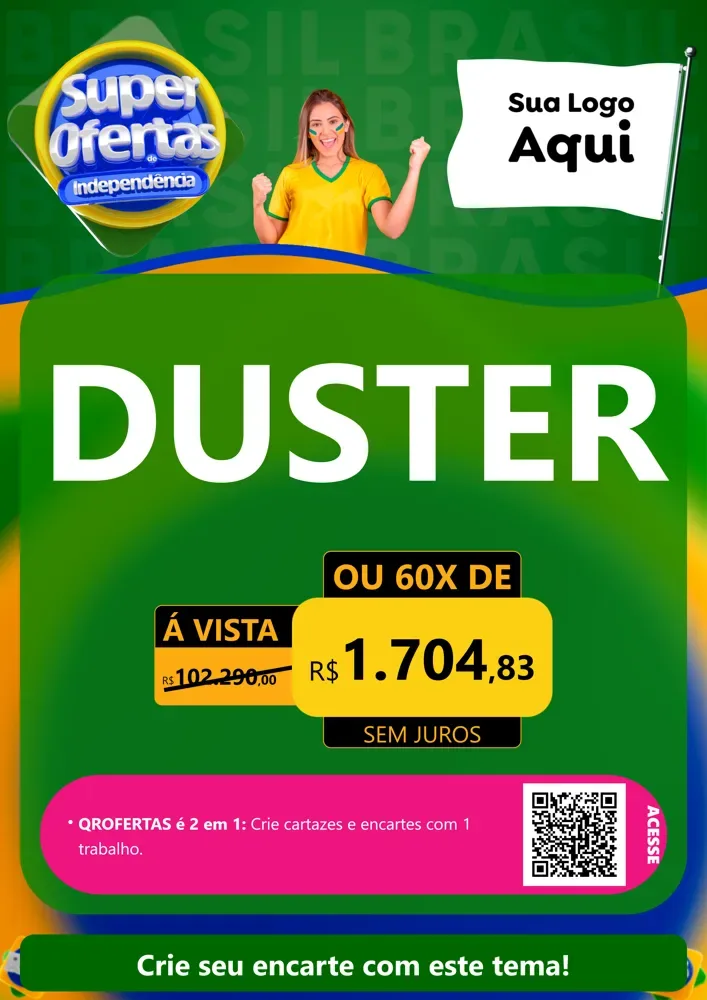 Modelo de Cartaz para Cartaz A4 Vertical com o tema Super Ofertas de Independência para Concessionaria de Carros