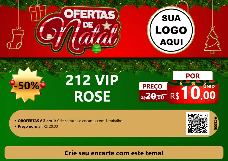 Modelo de Cartaz para Cartaz A4 Horizontal com o tema Ofertas de Natal para Perfumes