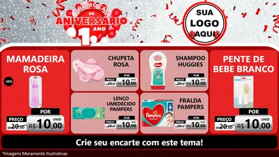 Modelo de TV para TV Horizontal com o tema Promoção de Aniversário - 1 Ano para Bebês