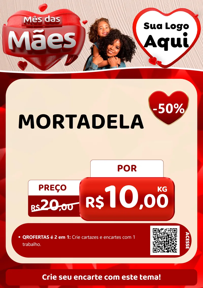 Modelo de Cartaz para Cartaz A4 Vertical com o tema Mês das Mães para Frios e Laticínios