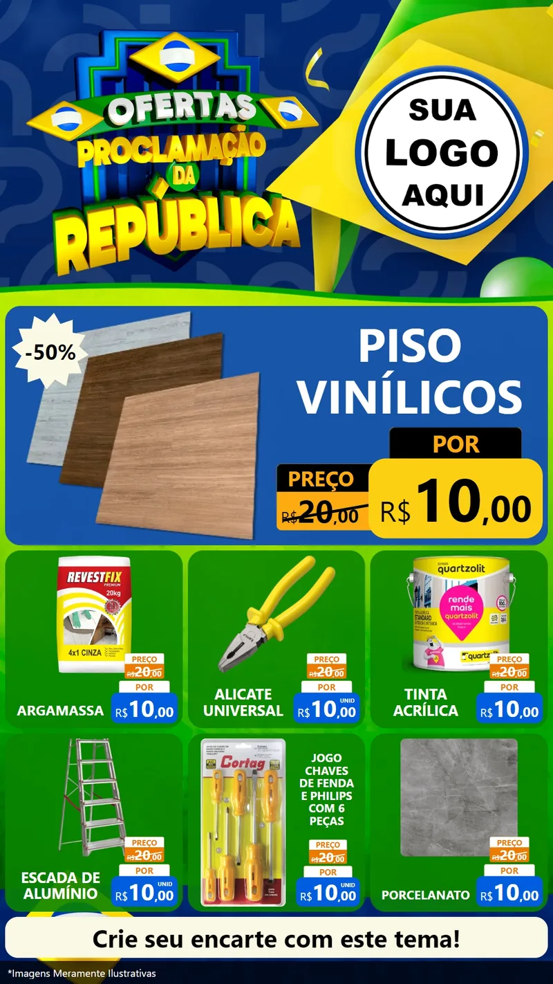 Modelo de Rede Social para Stories com o tema Ofertas Proclamação da República para Material para Construção