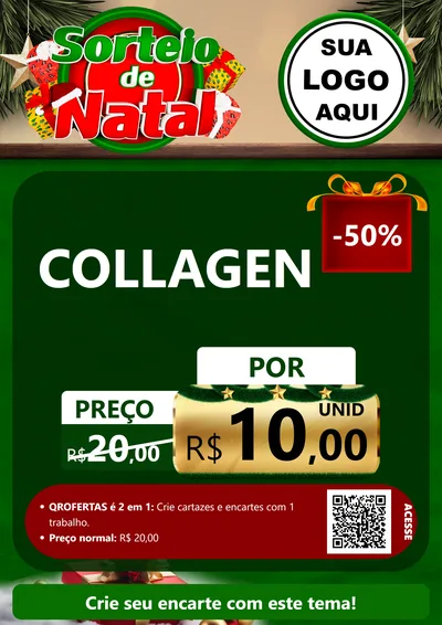 Modelo de Cartaz para Cartaz A4 Vertical com o tema Sorteio de Natal para Suplementos alimentares