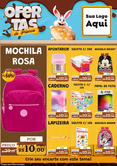 Modelo de Encarte para Encarte A4 Vertical com o tema Ofertas de Páscoa para Papelaria