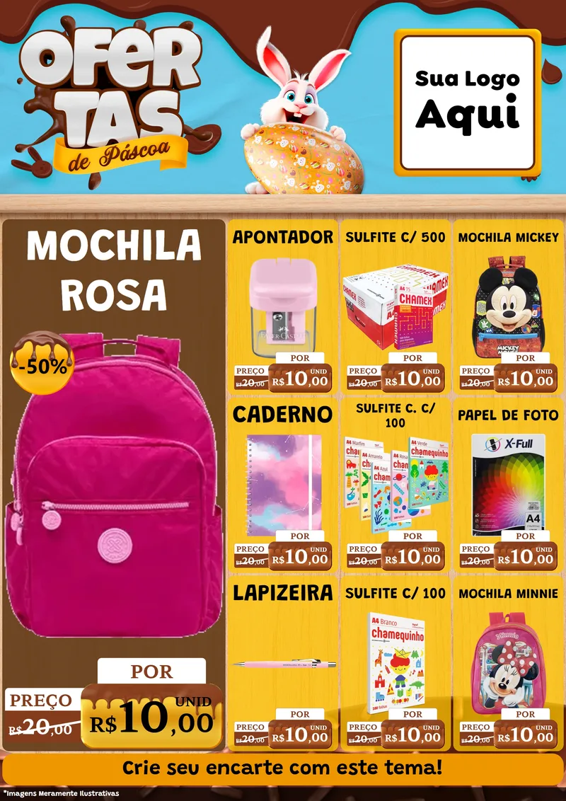 Modelo de Encarte para Encarte A4 Vertical com o tema Ofertas de Páscoa para Papelaria
