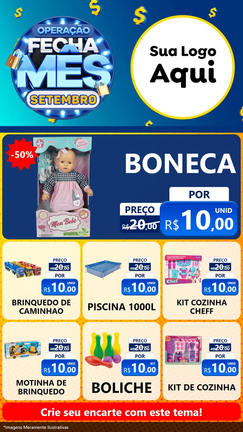 Modelo de Rede Social para Stories com o tema Operação Fecha Mês Setembro para Brinquedos