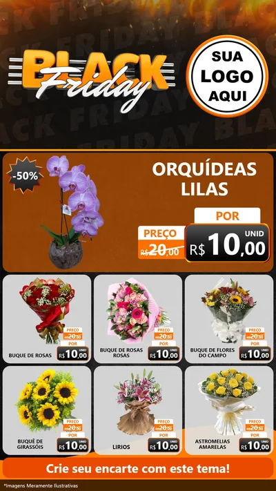 Modelo de Rede Social para Stories com o tema Black Friday para Floricultura e jardim
