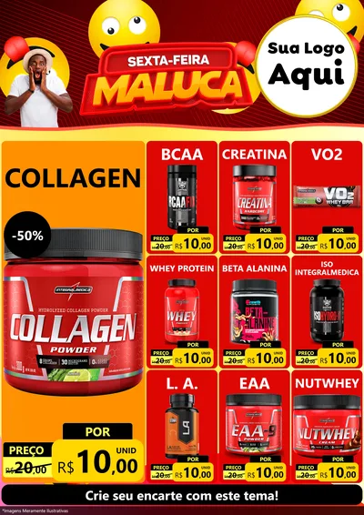 Modelo de Encarte para Encarte A4 Vertical com o tema Sexta-feira Maluca para Suplementos alimentares