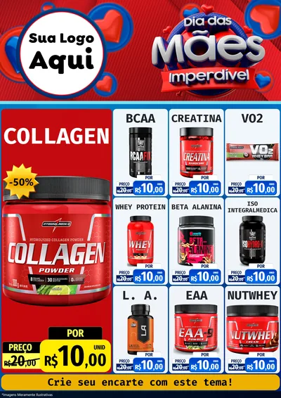 Modelo de Encarte para Encarte A4 Vertical com o tema Dia Das Mães Imperdível para Suplementos alimentares