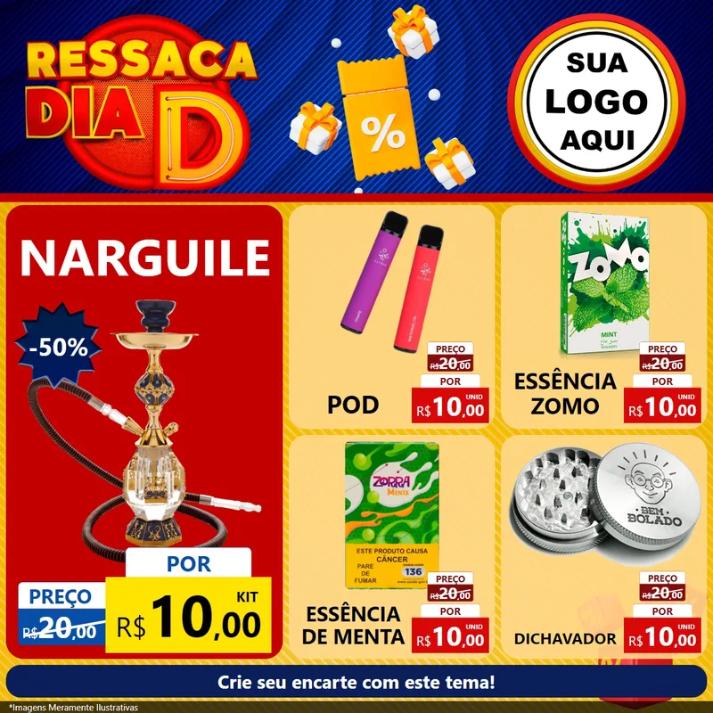 Modelo de Rede Social para Feed Facebook com o tema Ressaca Dia D para Tabacaria