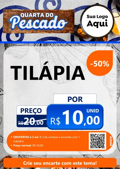Modelo de Cartaz para Cartaz A4 Vertical com o tema Quarta do Pescado para Peixaria