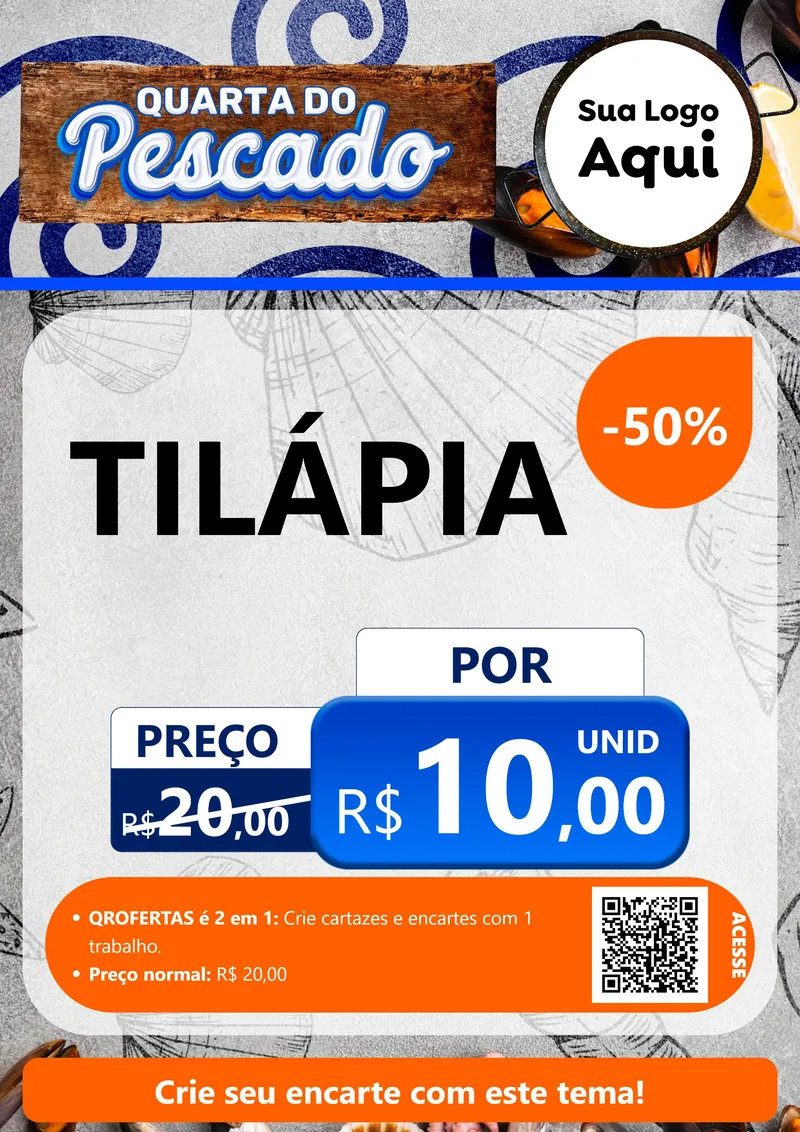 Modelo de Cartaz para Cartaz A4 Vertical com o tema Quarta do Pescado para Peixaria