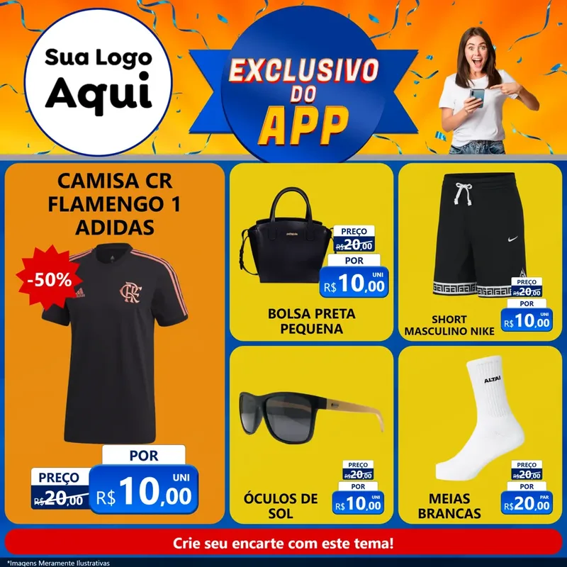Modelo de Rede Social para Feed Facebook com o tema Exclusivo do Aplicativo para Roupas e acessórios