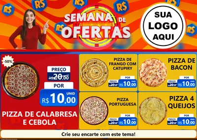 Modelo de Encarte para Encarte A4 Horizontal com o tema Semana de Ofertas para Pizzaria
