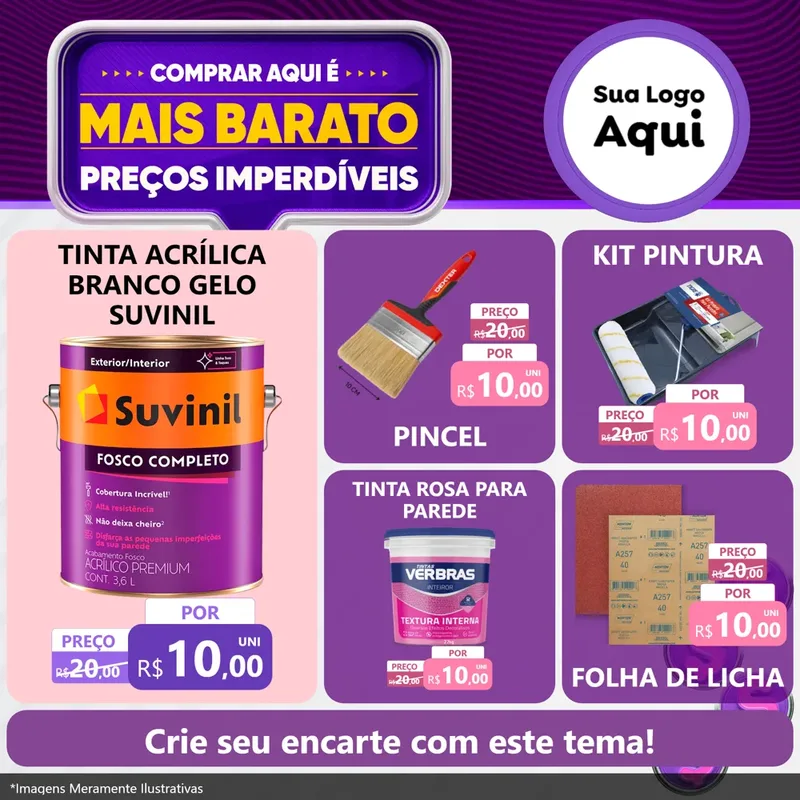 Modelo de Rede Social para Feed Facebook com o tema Mais Barato para Tintas e Ferramentas