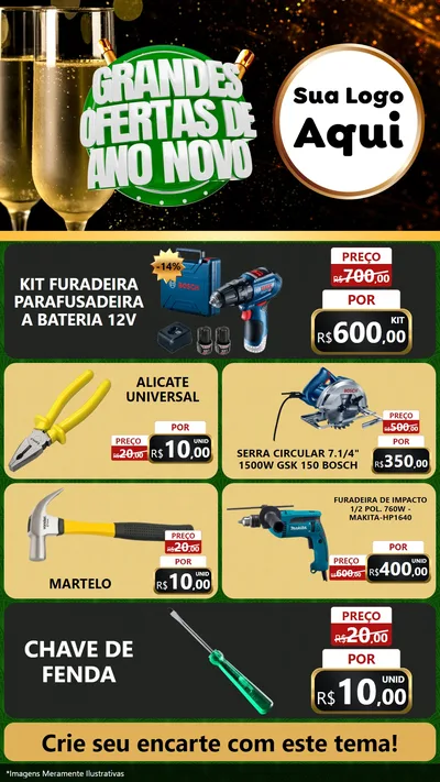 Modelo de TV para TV Vertical com o tema Grandes Ofertas de Ano Novo para Maquinas e Ferramentas