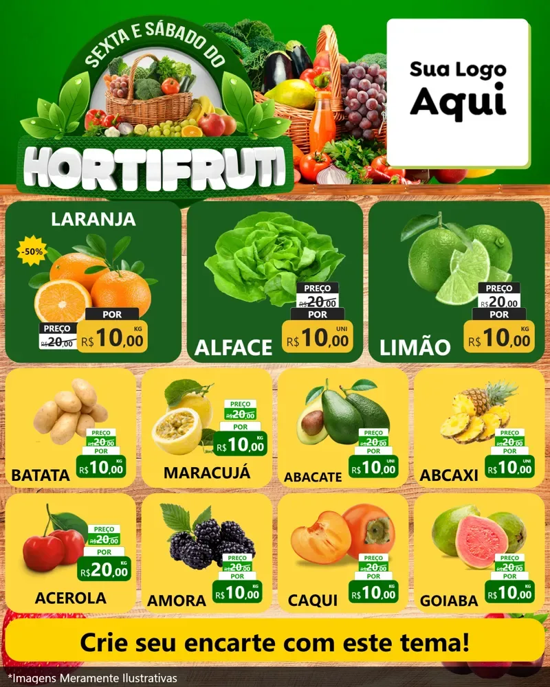 Modelo de Rede Social para Feed Instagram com o tema Sexta e Sábado do Hortifruti para Hortifrúti