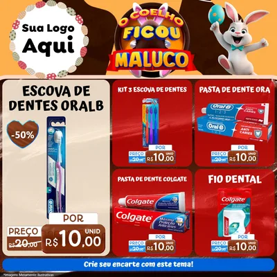 Modelo de Rede Social para Feed Facebook com o tema O Coelho Ficou Maluco - Páscoa para Higiene Pessoal