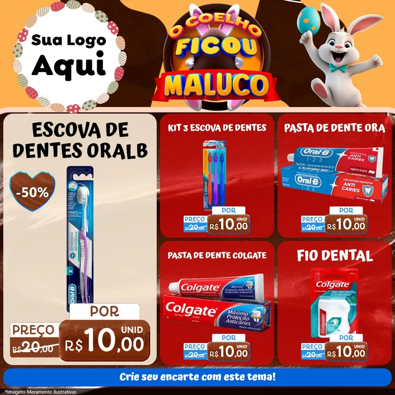 Modelo de Rede Social para Feed Facebook com o tema O Coelho Ficou Maluco - Páscoa para Higiene Pessoal
