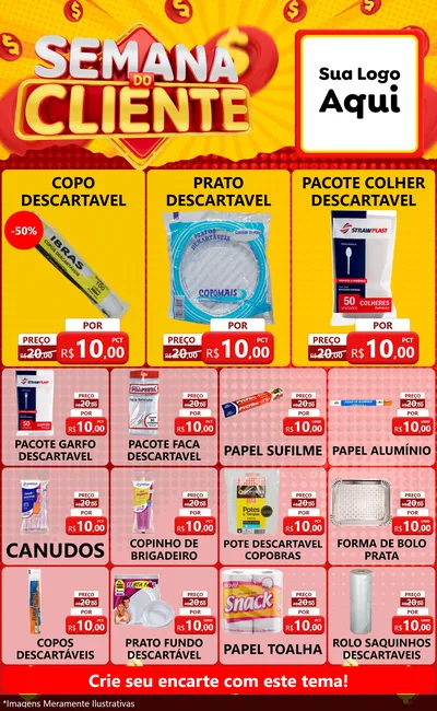 Modelo de Encarte para Encarte Grande com o tema Semana do Cliente para Embalagens