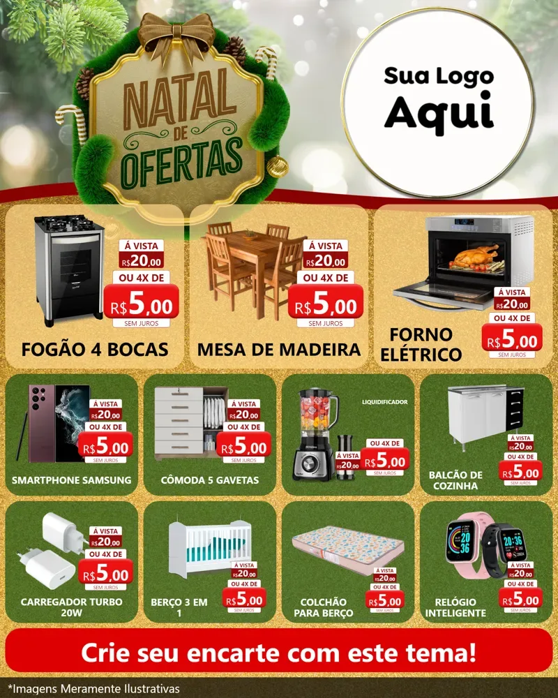 Modelo de Rede Social para Feed Instagram com o tema Ofertas de Natal para Móveis e Eletro
