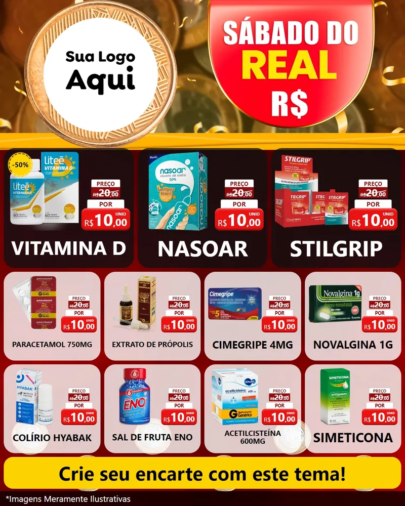 Modelo de Rede Social para Feed Instagram com o tema Sábado do Real para Farmácia