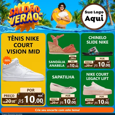 Modelo de Rede Social para Feed Facebook com o tema Saldão de Verão para Calçados