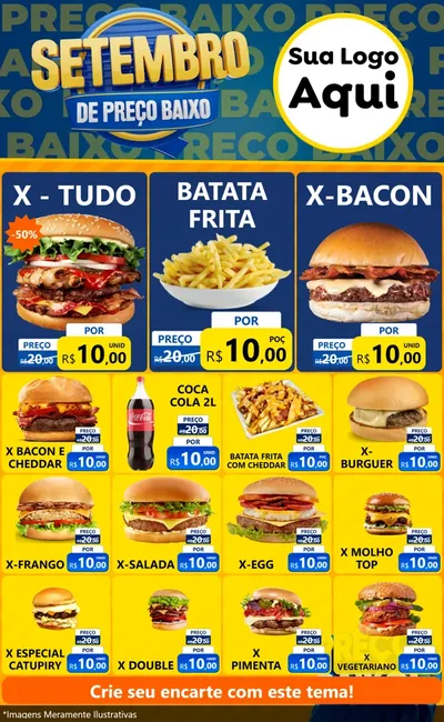 Modelo de Encarte para Encarte Grande com o tema Setembro De Preço Baixo para Hamburgueria